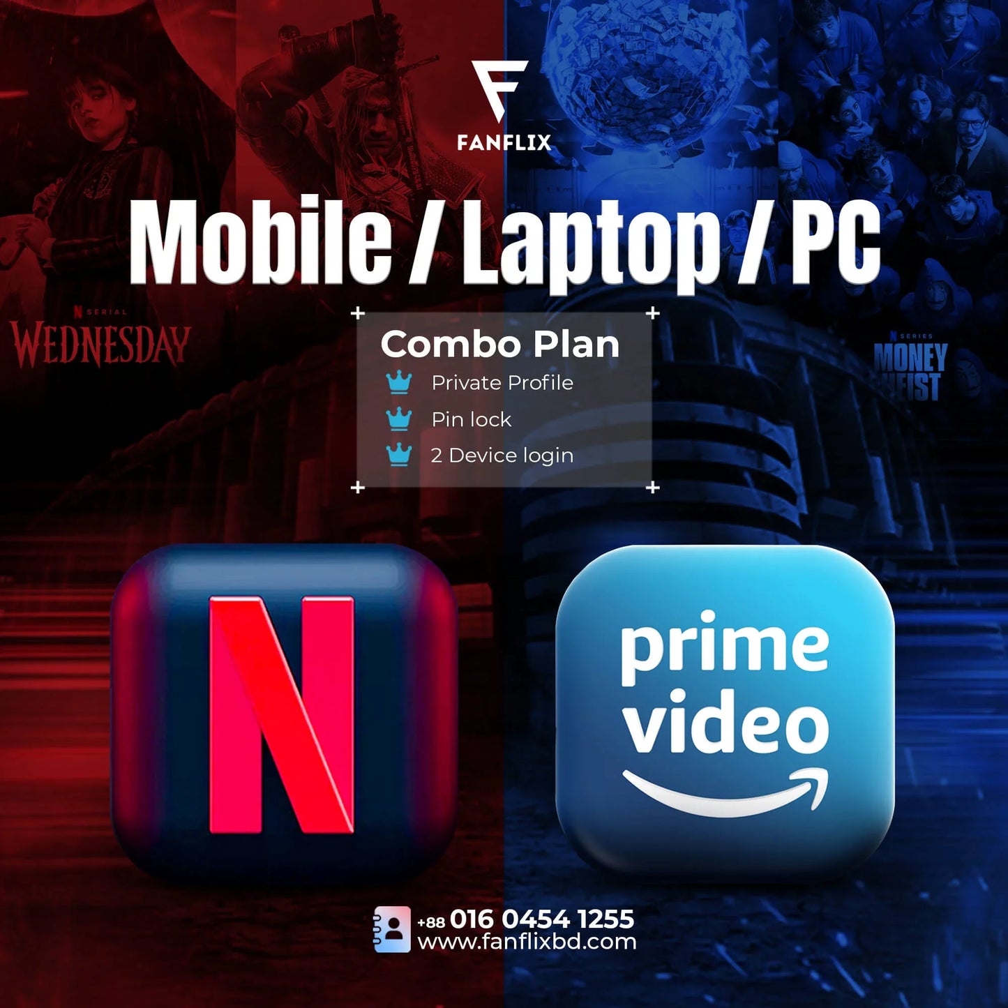 Netflix and prime combo subscription price in bd