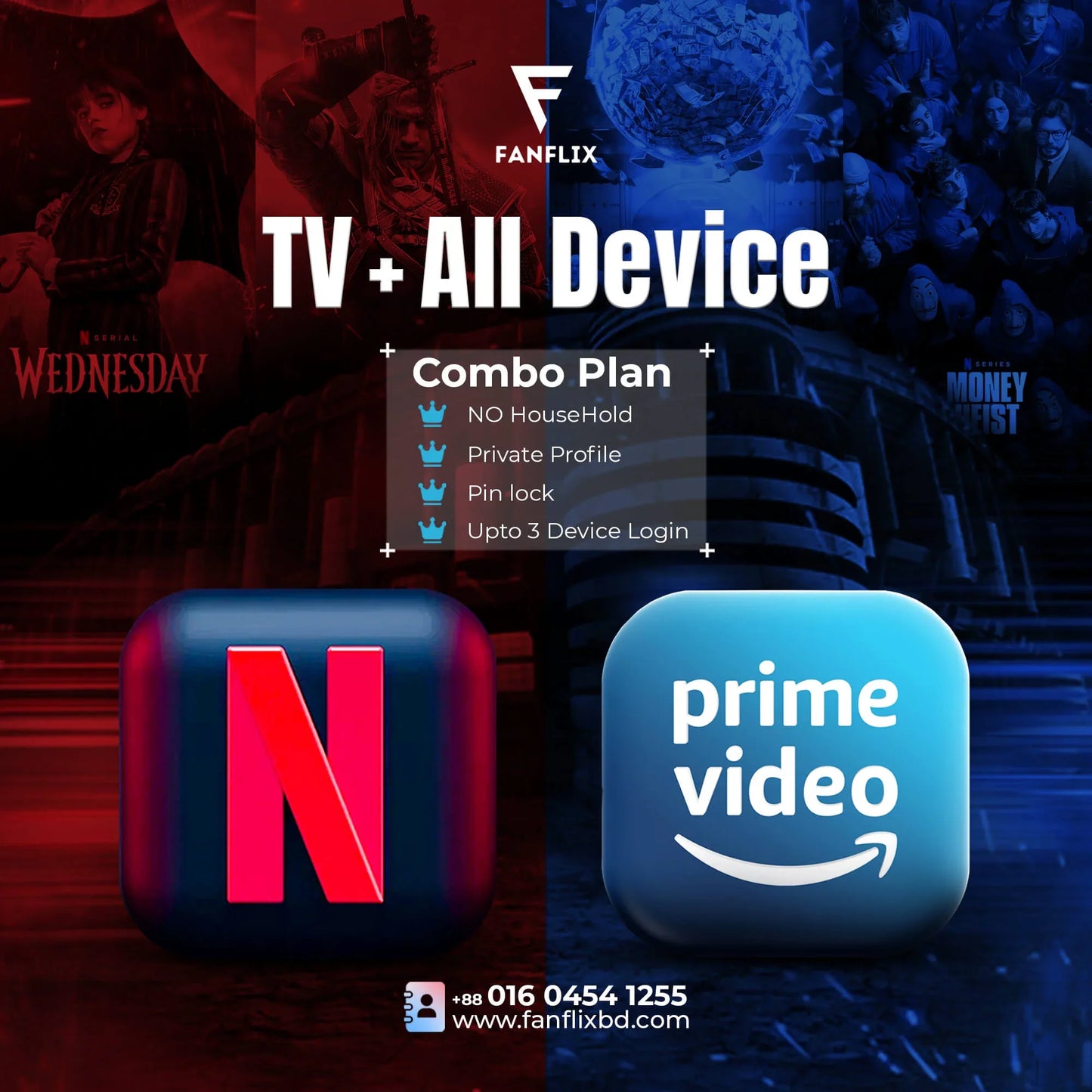 Netflix and prime combo subscription in bd